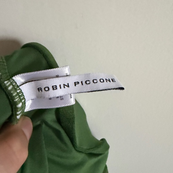 Robin Piccone Green Plunge Neck Tie-Front One Piece Swimsuit size 4 EUC - Picture 6 of 7